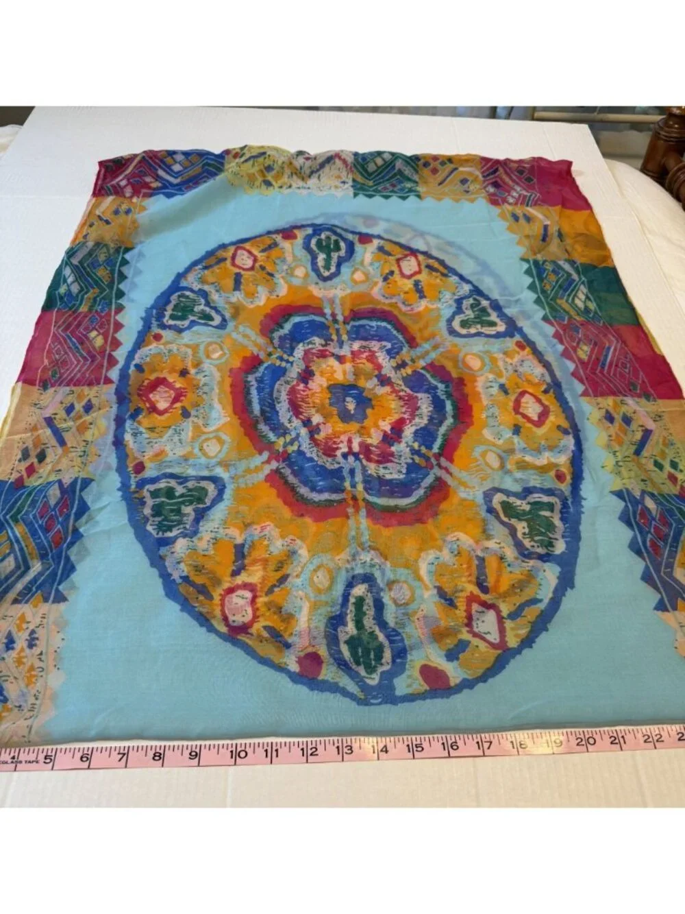 Mobus Continuous Loop Infinity Scarf Multicolor Geometric Medallion Lightweight